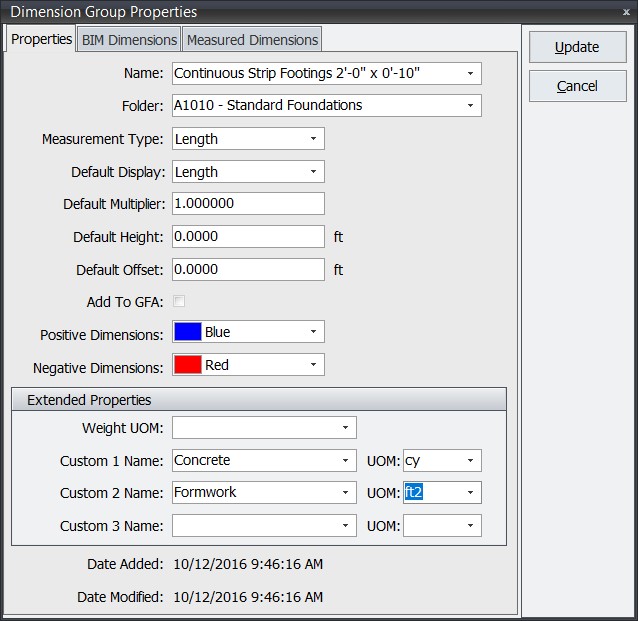 Basic setup for dimension sheets