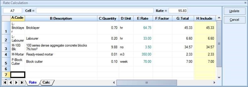 Rate Calculation