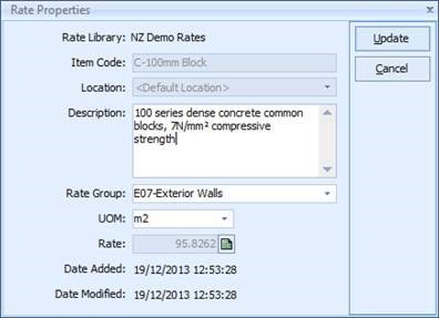 Rate properties with description