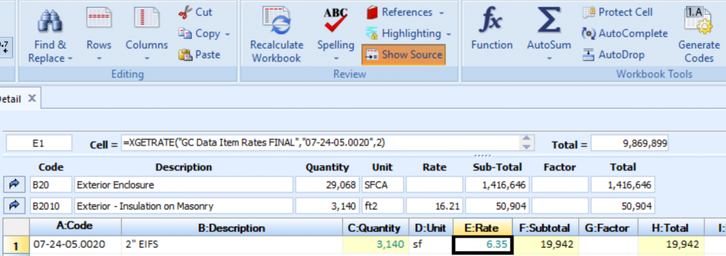 Select the cell in Rate column