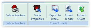 CostX Subcontractor Comparison Workbook Toolbar