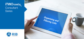iTWO costX Organising and Filtering Lists