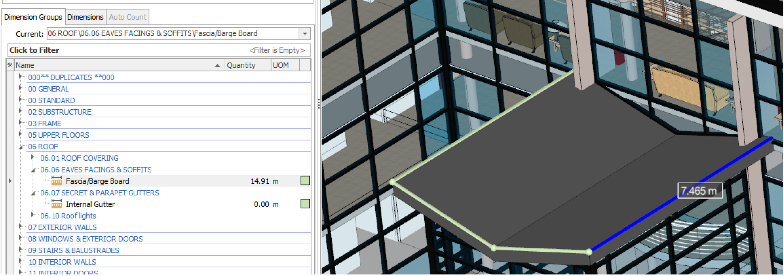 iTWO costX 3D Measure Mode Length
