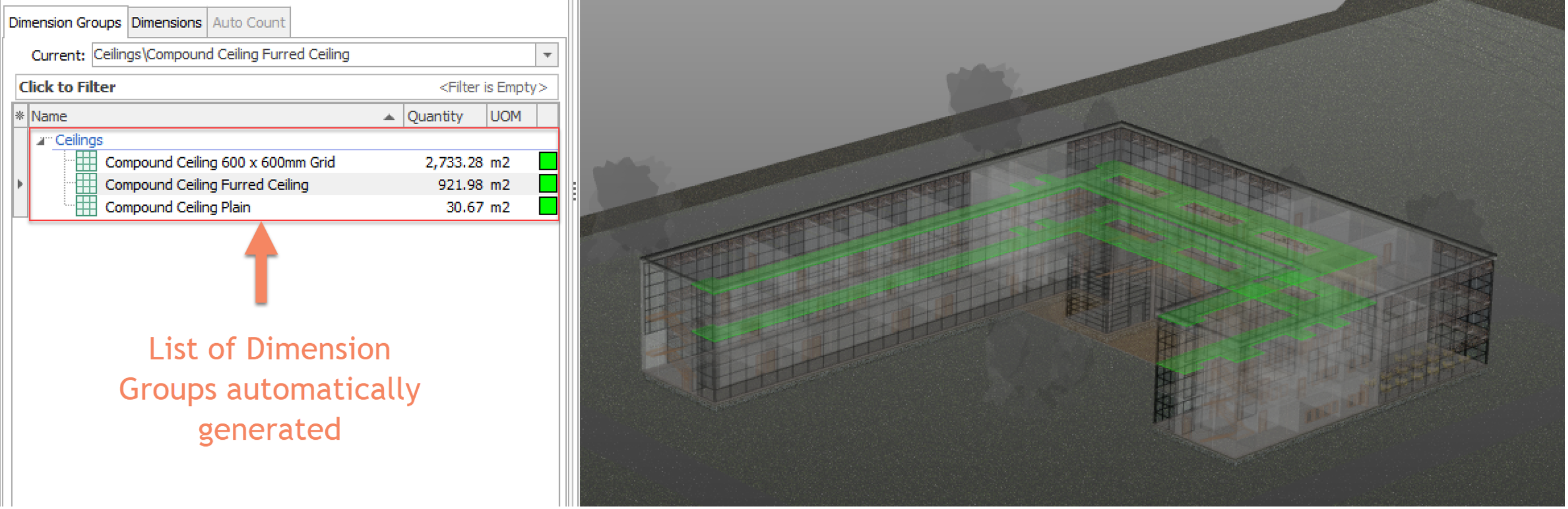 iTWO costX Import Dimensions Using a BIM Template